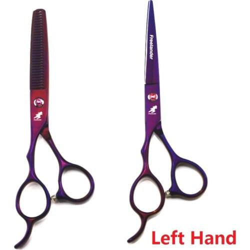 Freelander 6 inch Purple Hair Scissors Set Left Hand Professional Stainless Steel Barbershop Hairdressing Scissors