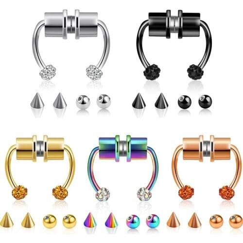 Stainless Steel Non-Piercing Faux Septum Rings Nose Ring Hoop Magnetic Nose Ring Fake Nose Piercings Fake Nose Rings