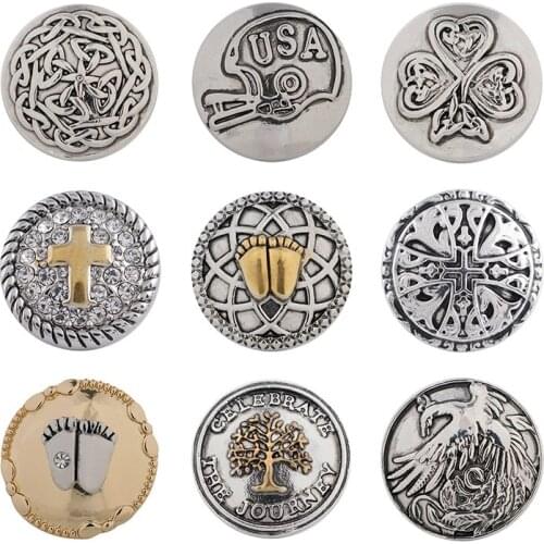 Cross Tree Rhinestone Flower 20mm Metal snap button jewelry DIY bracelet KD1020