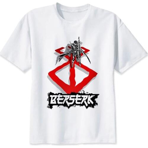 Berserk TShirt men boy Summer O Neck white youth t shirt casual white print anime t-Shirts men top tees MR2023