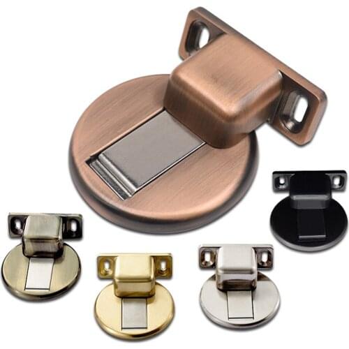Free Punching Magnetic Door Suction Floor-mounted Door Stopper Invisible Nail-free Zinc Alloy Anti-Collision Furniture Hardware