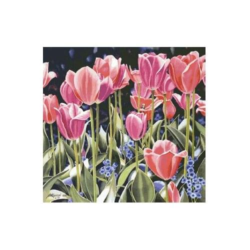 Red tulip, flower plant Sewing kit Top Quality Embroidery Needlework 14CT Unprinted Cross Stitch Kits DIY Handmade Home Decor