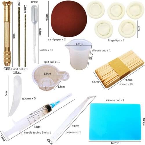 DIY Basic Tool Set Hand Drill Needle Tubing Tweezers Resin Craft Jewelry Fillings Mould Handmade Accessory Silicone Cup Stirrer