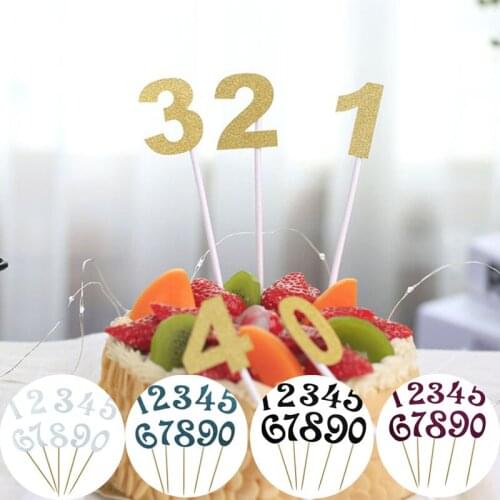 Number Cake Topper Gold Silver Crown Acrylic 0-9 Digital Birthday Party Cake Insert Cake Decoration Wedding Cakes Dessert Decor