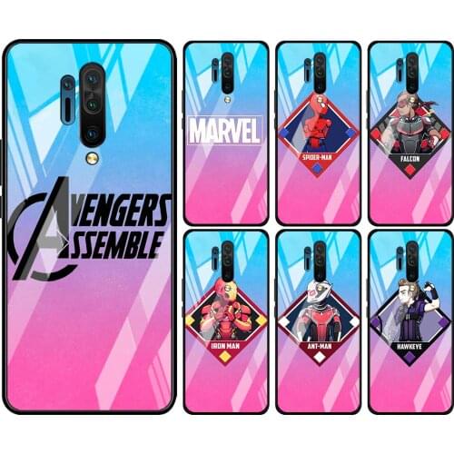 Tempered Glass Hot New Shell Luxury Cover Avengers superhero For Oneplus 7 7T 8 Z 8 8T 9 9R Nord PRO 5G Phone Case