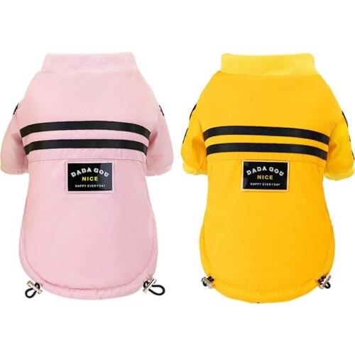 Dog Clothes Winter Warm Small Dog Coat Jacket Thickening Pet Dog Costume Pug French Bulldog Clothes for Small Dog Pink Yellow