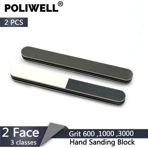 POLIWELL 2PCS Foam Nail File Manual Polishing Block Two Sides 600 1000 3000 Grit Sanding Blocks Nail Buffer Beauty Tools DIY