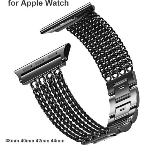 Luxury Women Bracelet for Apple Watch Band 38/40/42/44mm Dressy Stainless Steel Strap with Tassel Metal Chain for iWatch SE 6 5