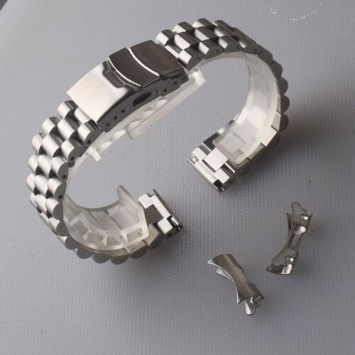 Free Curved End Stainless Steel Solid links New Watchband Bracelet Watch Straps 20mm 22mm 24mm Steel Wristwatch Bands Bracelets