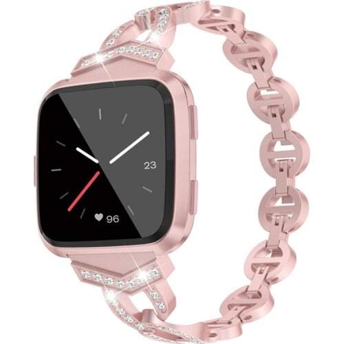 Wrist strap For Fitbit Versa 2 /Lite WatchBand luxury Shinny Diamond Design Bracelet Stainless Steel For Fitbit Versa Straps