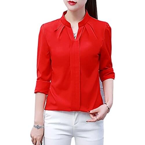 Long/Short Sleeved V-Neck Oversized Shirts Women 2021 Spring Summer Female Blouse Korean Fashion Casual Bottoming Thin Chiffon T