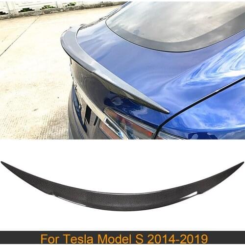Car Rear Trunk Spoiler Wing For Tesla Model S 2014 - 2019 Rear Trunk Boot Lid Lip Wing Spoiler Carbon Fiber