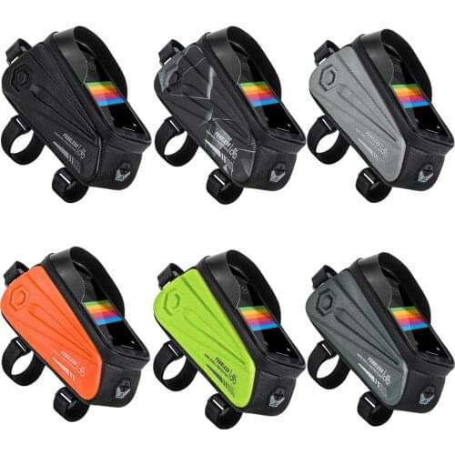 Waterproof Bicycle 7'' Phone Front Frame Bag Crossbar Pouch Sensitive Touch Screen MTB Bike Case