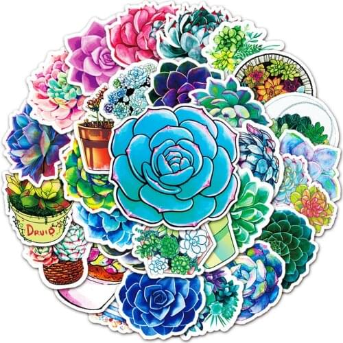 10/50PCS Green Succulent Plant Cactus Car Skateboard Mobile Phone Graffiti Waterproof Notebook Sticker Decoration