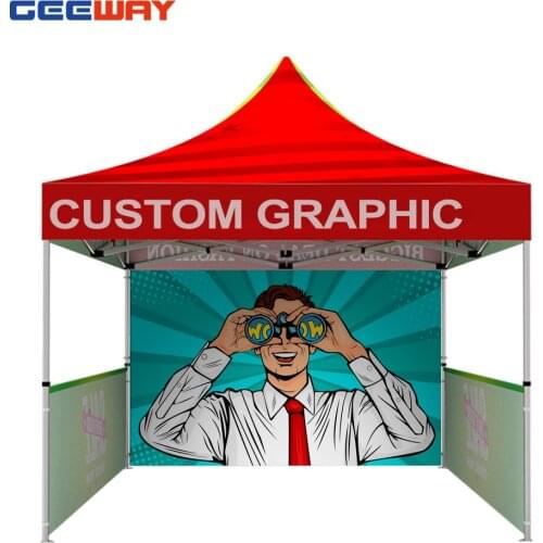 10x10 Custom 600d Pop Up Canopy Tent & Double-Sided Full Backwall & 2 x Single-Sided Half Sidewalls