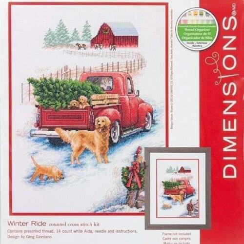 Top Quality Lovely Cute Counted Cross Stitch Kit Winter Ride Car Dogs Snowing Dimensions 70-08971