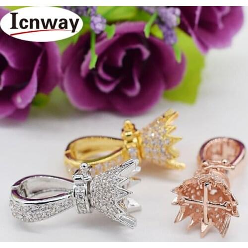 2pcs Rhinestone inlay Gold&silver Plated pendant Clasps 1*2cm For DIY bracelet necklace Free shipping wholesale