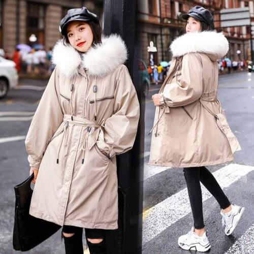 Winter Cotton Jacket Coat Womens 2021 Korean New Thicken Warm Cotton-padded Parka Coat Female Slim Hooded Down Cotton Overcoat