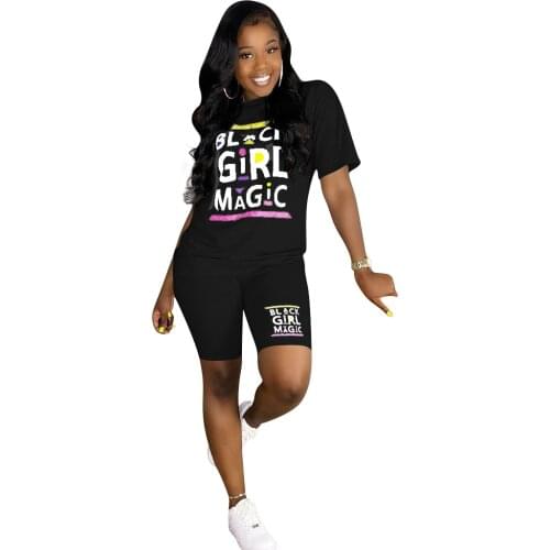 Women 2 Piece Summer Sets Casual Tracksuit Female T-Shirt + Shorts Sets Club Outfits Streetwear Jogger Set Plus Size