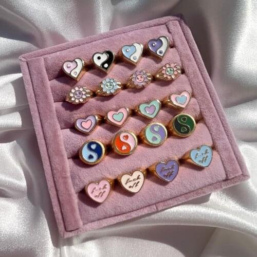 Y2k Jewelry Korea Earrings for Women Vintage 90s Harajuku Yin Yang Heart Sun Flower Fire Chunky Earrings Aesthetic Oil Drip New