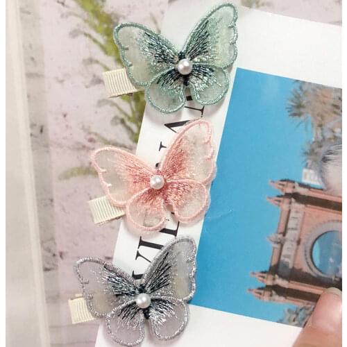 1PCS Mini Embroidery Butterfly Hair Clips Women Hairpins Fashion Headpiece Barrette Hairpins Hair Accessories Hair Styling Tools