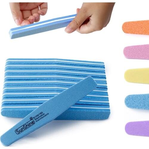 10Pcs Nail Files 100/180 Trimmer Pedicure Buffer Set Polishing lime a ongle Washable Purple Buffing File Nail Art Manicure Tools
