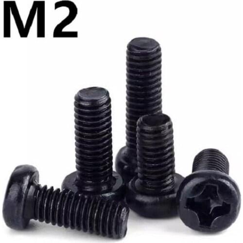 1000pcs/lot M2x3/4/5/6/8/10/12/14/16/18/20mm PM GB818 Black 304 Stainless steel pan head semi-circular head cross machine screw