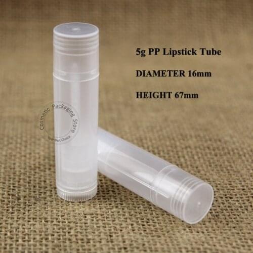 1000pcs/lot Wholesale 5g PP Lipstick Tube Plastic Transparent Refillable Bottle Empty Containers Lip Balm Brush Gloss Packaging