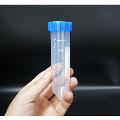 20pcs Plastic centrifuge tube,Tapered bottom,threaded port,Capacity 50ml,Outer diameter 28.5mm,Full length 118mm