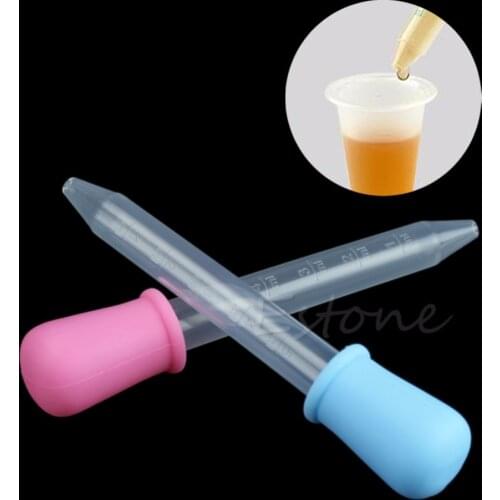 5ML Clear Baby Toddler Silicone Plastic Feeding Medicine Liquid Eye Ear Pipette Dropper 2Colors