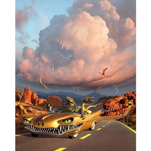 5D Diamond Painting Full Square Round 3D Embroidery Cartoon Dinosaur Pictures of Rhinestones Cross Stitch Kits Arts Decor DF624