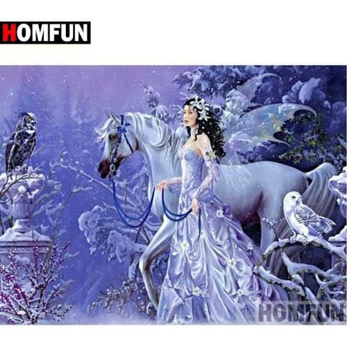 HOMFUN Full Square/Round Drill 5D DIY Diamond Painting "Beauty horse" 3D Diamond Embroidery Cross Stitch Home Decor A19973