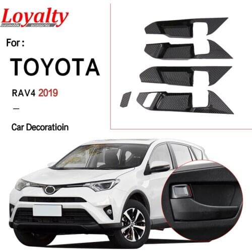 Loyalty For TOYOTA Rav4 2019 ABS Carbon Fiber Inner Door Handle Cover Catch Bowl Trim Insert Bezel Car Accessories Auto Styling