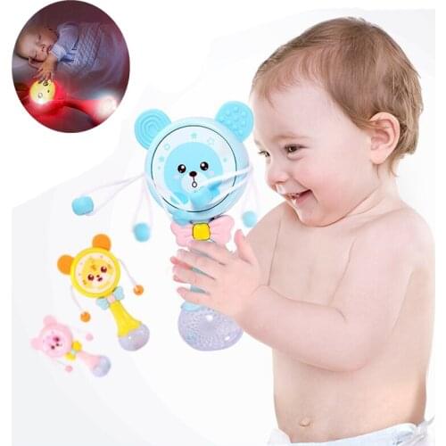 Baby Music Rattle Bear Teether Toy For Child 0-12 Education Mobile Cot Kids Bed Newborn Stroller Crib Infant Pacifier Weep Tear