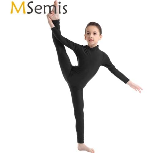 Kids Girls Ballet Bodysuit Balletsuit Long Sleeves Zippered Ballet Dance Swimsuit Gymnastics Leotard Jumpsuit Unitard Dancewear
