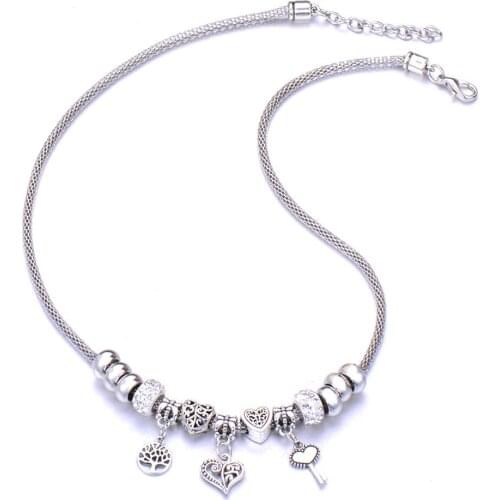 Bohemia Tree of Life Vintage Chain New Necklace 2020 Crystal Choker Necklaces Women Pulsera Initial Charms Jewelry Wholesale