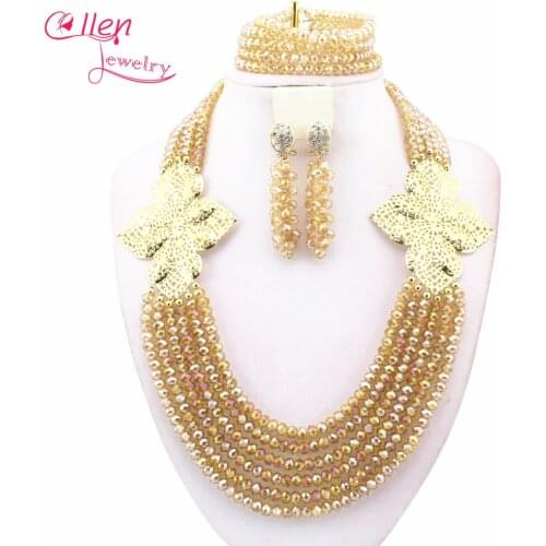 Exclusive African Beads Jewelry Set Handmade nigerian Wedding bridal Jewelry Set Christmas Jewelry party Free Shipping W11393