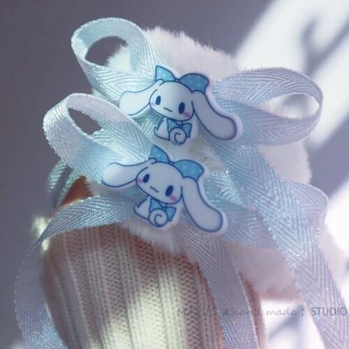Fairy Bow Elastic Hair Band Kawaii Cartoon Little Devil Big Ear Dog Plush Hair Rope Japanese Anime Hair Tie Rope for Girl Women