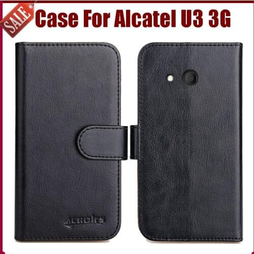 Hot Sale! Alcatel U3 3G 4049D Case New Arrival 6 Colors High Quality Flip Leather Protective Cover For Alcatel U3 3G 4049D Case
