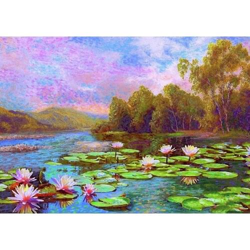 Jmine Div 5D Water Lilies Full Diamond Painting cross stitch kits art High Quality Plant 3D paint by diamonds