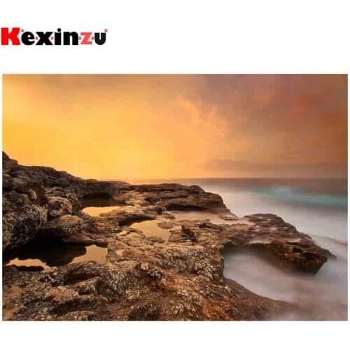 Kexinzu Full Square/Round 5D Diy Diamond Painting Cross Stitch "Sea Scenery" Diamond 3D Embroidery Mosaic Home Decor Gift K110