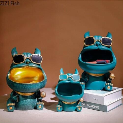 Sunglasses Dog Animal Sculpture Storage Tool Resin Storage Box Key Jewelry Candy Storage Container Home Living Room Storage Tool