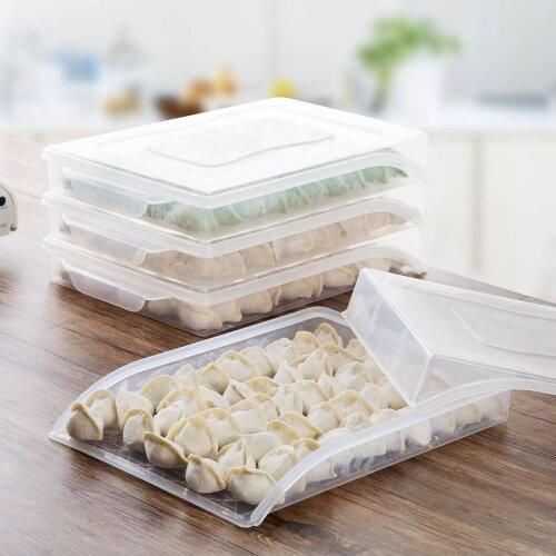 Kitchen Containers Dumplings Storage Containers Box Refrigerator Organizer PP Clear Case with Lid Keep Food Fresh