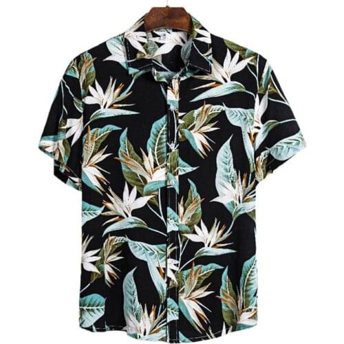 Summer Men Shirt Floral Print All Match Summer Short Sleeve Lapel Top Streetwear Summer Beach Party Vacation camisa masculina