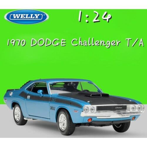 WELLY Diecast 1:24 Scale 1970 DODGE Challenger T/A Model Car Metal Classic Muscle Car Alloy Toy Car For Children Gift Collection