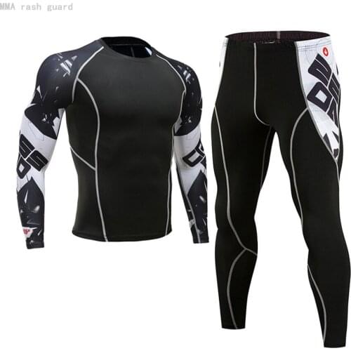 Mens clothing winter first layer thermal underwear long johns Warm Tracksuit Fitness MMA Compression Sportswear Jogging suit