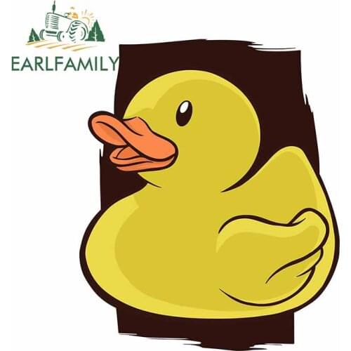 EARLFAMILY 13cm x10.7cm for Bathing Duck Decal Windshield Cartoon Personality Car Stickers Windshield Anime Trunk Decoration