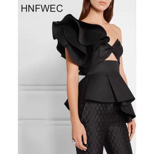 Spring Summer Of 2019 New Style 2019 Sexy Lotus Leaf Thin Waist Vest Irregular Reveal On The Shoulder Clothes W623