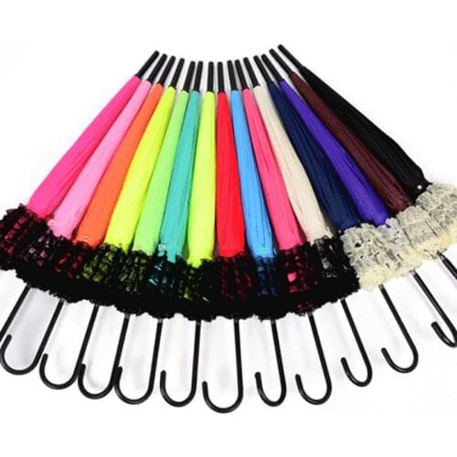 New Elegant Semi-automatic Lace Golf Umbrella Fancy Sunny and Rainy Pagoda Umbrellas 12 Colors Available 10pcs