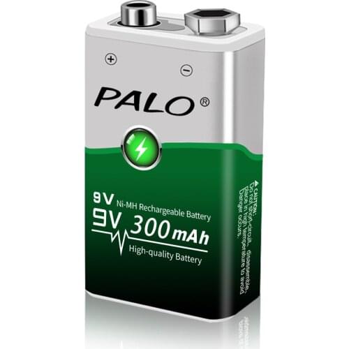 PALO 300mAh 9V Lithium Rechargeable Battery For Multimeter Microphone Remote Control massager ktv use 9v usb battery